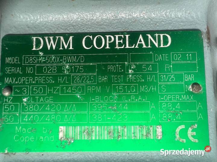 Agregat chłdniczy SPRĘŻARKA Chłodnicza Copeland Warszawa