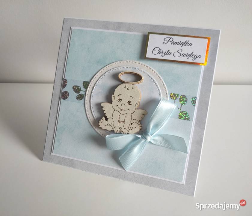 Kartka ręcznie robiona na Chrzest Święty z