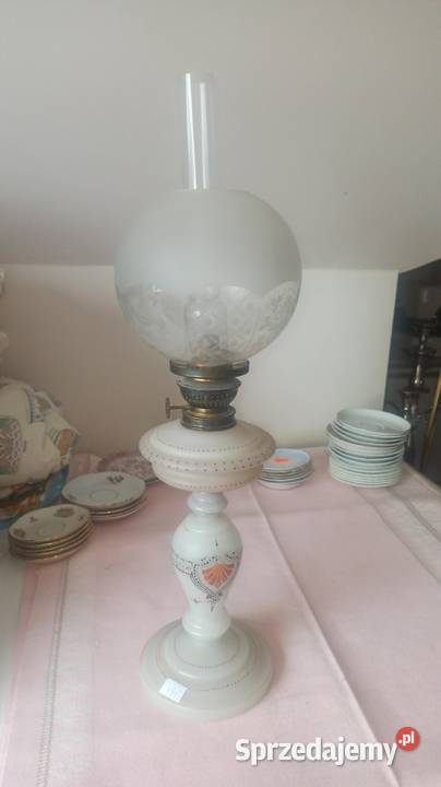 Lampa naftowa z kloszem Pomarańczowy dekor Pozostałe Gdańsk