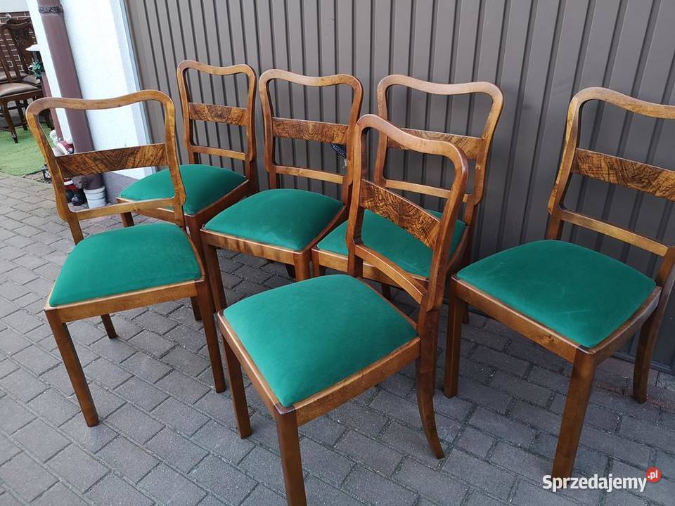 Krzesła ARTDECO Stare Antyk Komplet 6 Sztuk Swarzędz