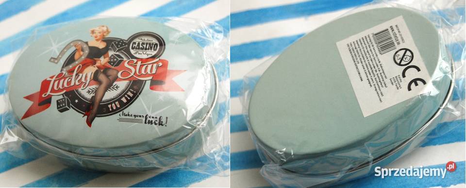 Mała owalna puszka pin up girl housewife retro Lublin