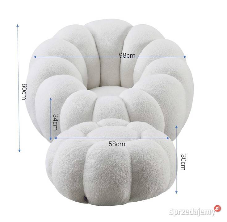 Designerski Fotel Z Podnóżkiem Dynia Wysyłka 24H Tarchały Małe