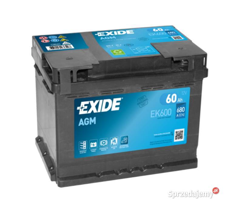 Akumulator 60Ah 680A Exide AGM startstop EK600 pomorskie Kościerzyna