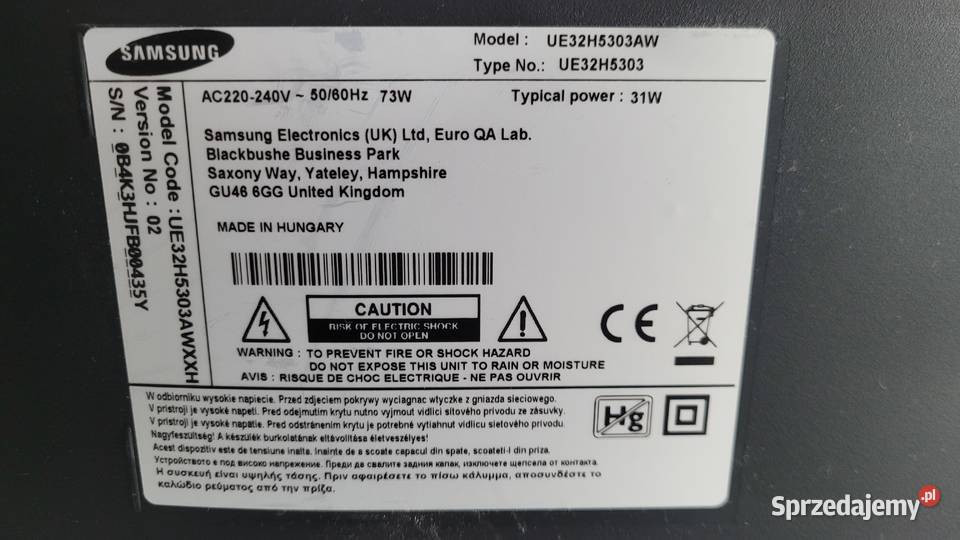 Telewizor Samsung UE32H5303AW na części Łódź