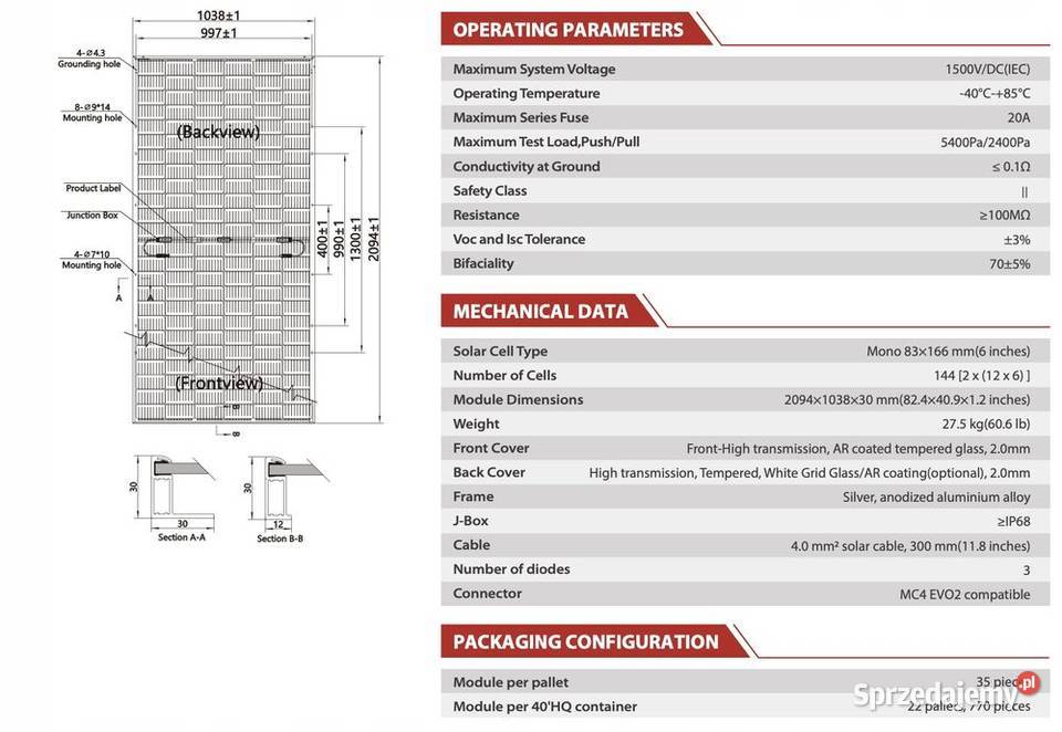 PALETA 36 Panel fotowoltaiczny Jetion 450W małopolskie