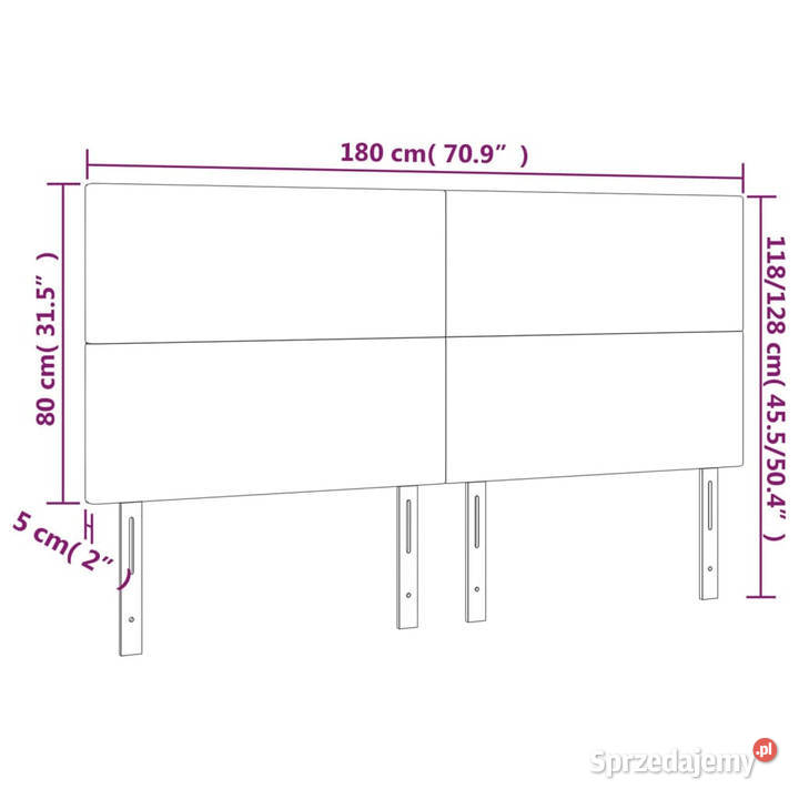Zagłówek do łóżka z LED czarny 180x5x118128 mazowieckie Warszawa