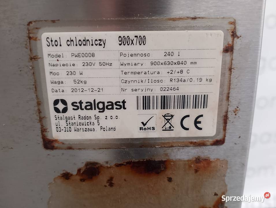 Stół chłodniczy 2drzwiowy agregat dół Stalgast