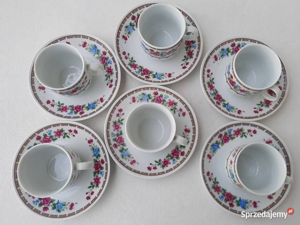 Stare filiżanki sygnowane 6 stara porcelana Łódź sprzedam