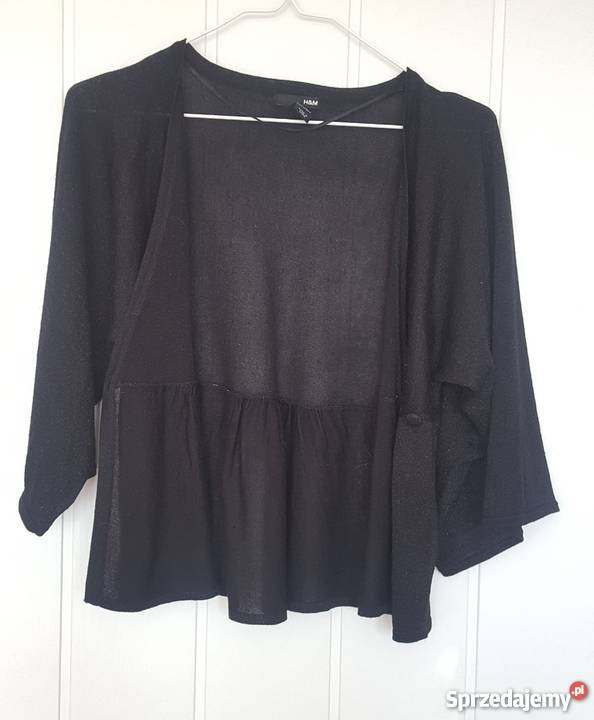 Sweter kardigan HM 38 M czarny srebrna nitka Szczecin