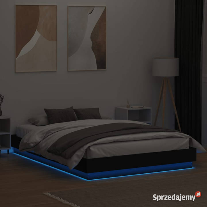 Rama łóżka z oświetleniem LED czarna 160x200 Warszawa