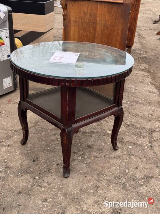 Stolik kawowy RETRO okrągły ze szklanym blatem 61.5cm