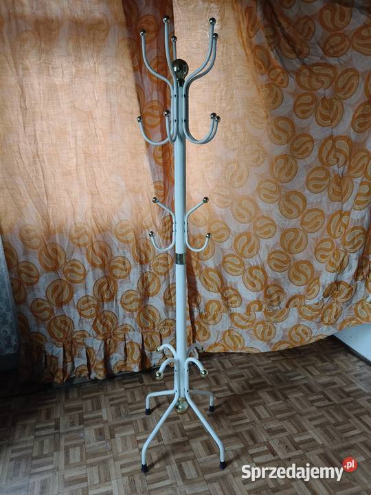 wieszak loft retro biały złoty metal i plastik 185cm Wieszaki