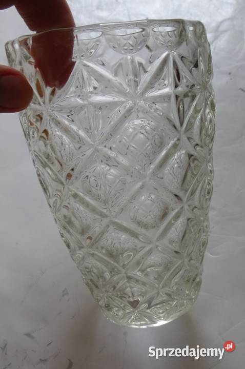 Wazon Grube Szkło Przezroczyste Piękny Szlif Poznań
