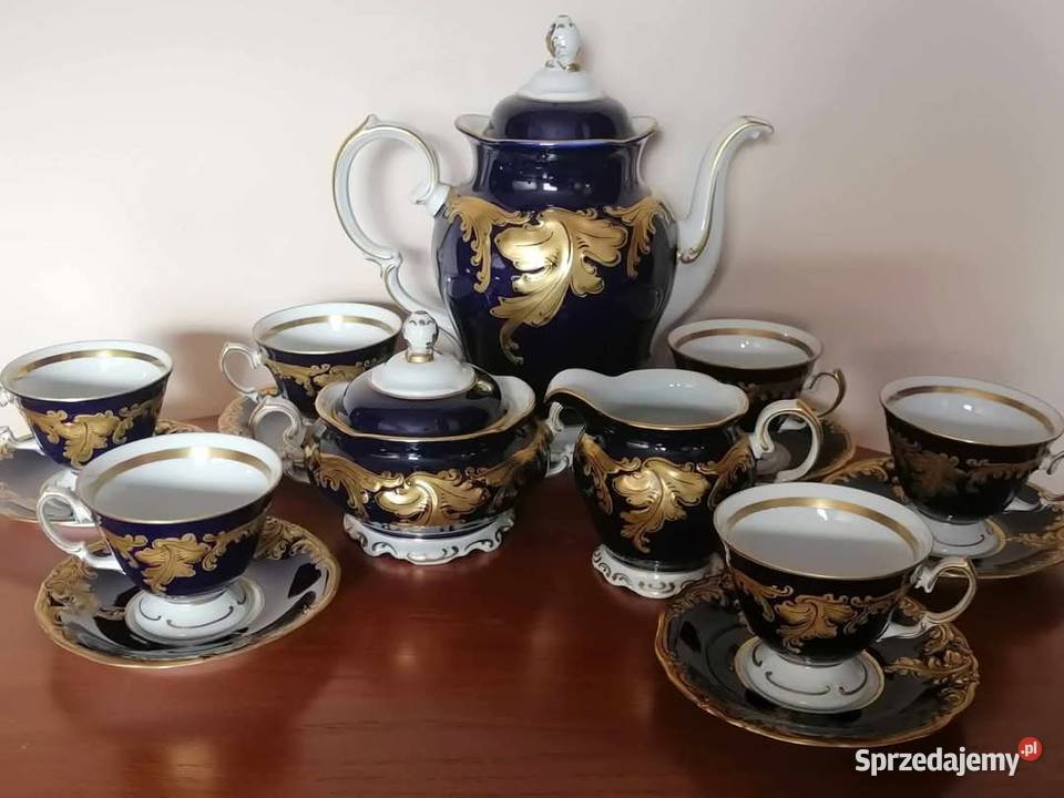 Serwis porcelanowy kobalt Wawel PRL dolnośląskie Wałbrzych