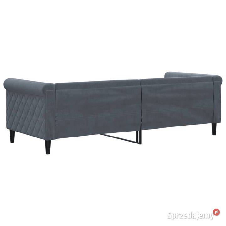 Sofa z funkcją spania ciemnoszara aksamitna Warszawa