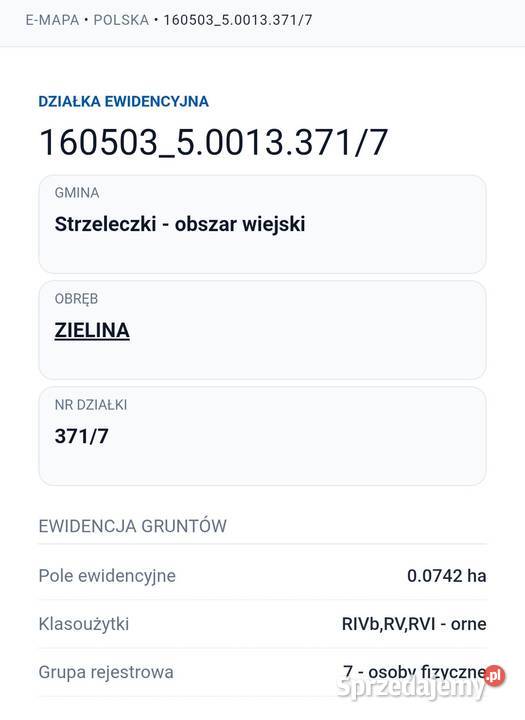 Działki budowlane 37114 3718 udział w drodze Zielina