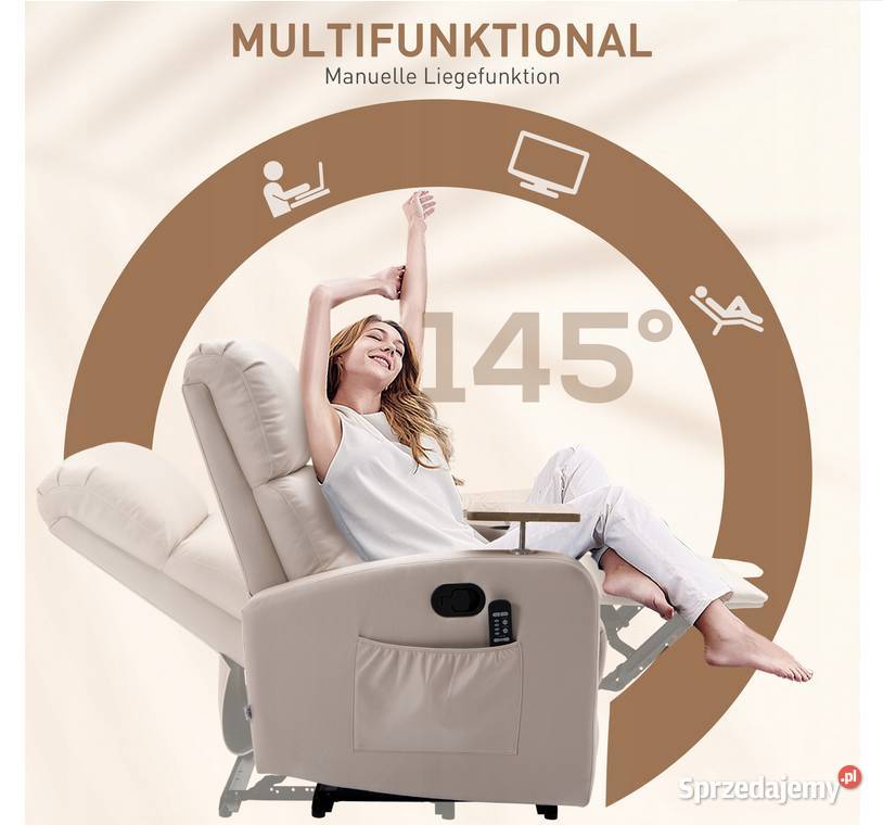 Fotel relaksacyjny z masażem i pilotem wygodny Lublin