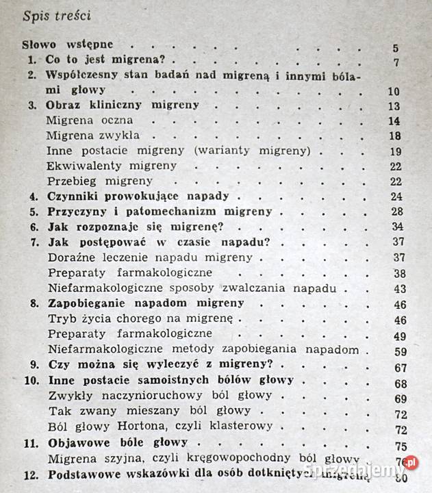 Poradnik chorych na migrenę Antoni Prusiński Rok wydania 1986 Chełm