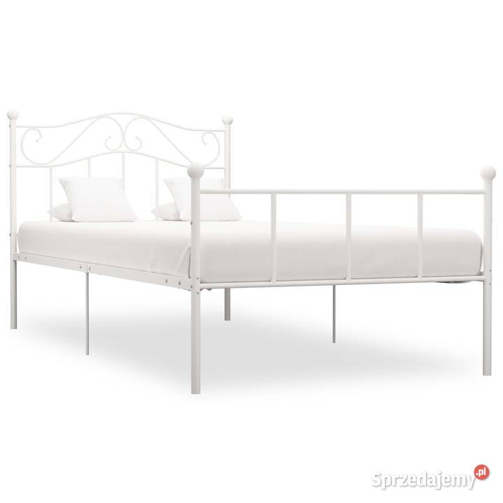vidaXL Rama łóżka, biała, metalowa, 90 x 200 cm （284516）