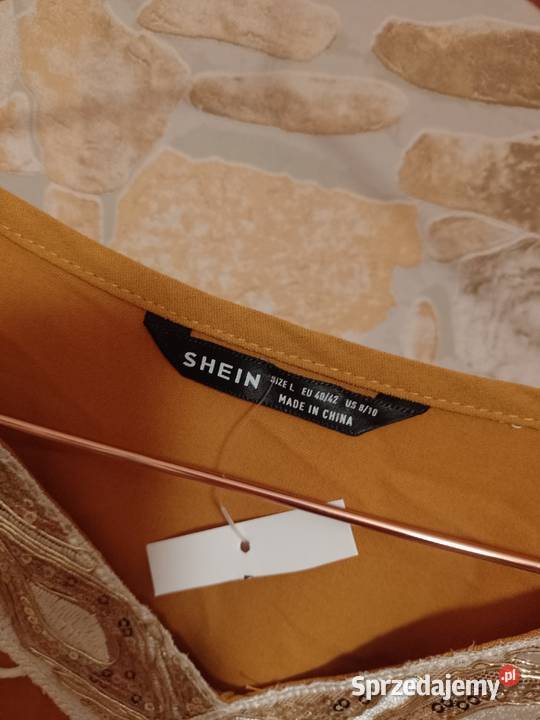 LXL Shein Długa Bogato zdobiona sukienka w stylu krótki Kraków