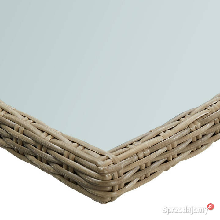 Stół ogrodowy brązowy 200x100x74 szkło i rattan Warszawa