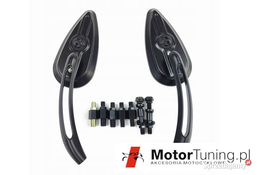LUSTERKA MOTOCYKLOWE CZARNE CZASZKA Z METALU Sosnowiec