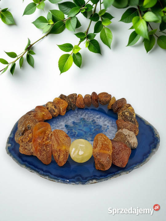 Bransoletka bursztyn bałtycki bryłki surowe i mazowieckie