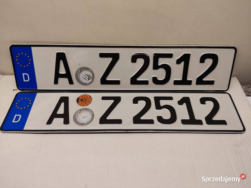 Tablica rejestracyjna Niemcy 2 sztuki AZ2512 opolskie Głuchołazy