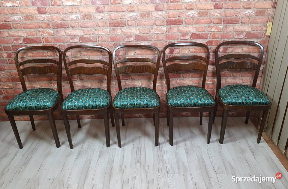 Odnowione krzesła art deco, komplet 5 szt, retro, vintage