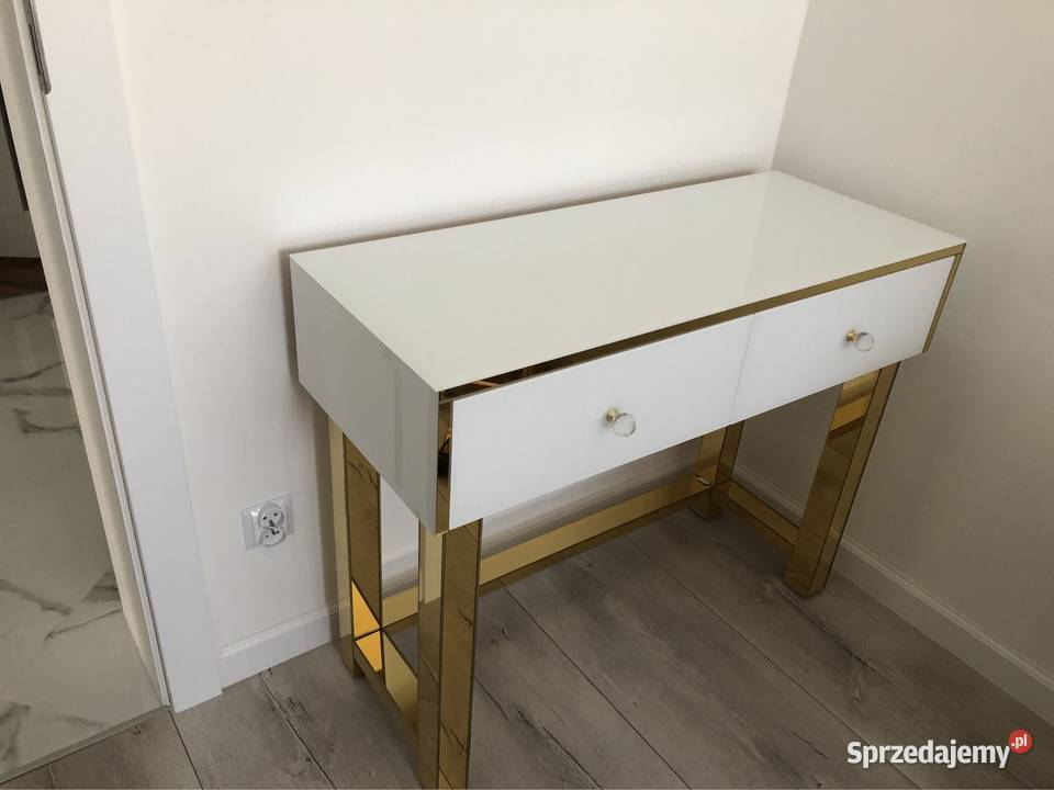 Toaletka biała złota gałka kryształ glamour Kępno