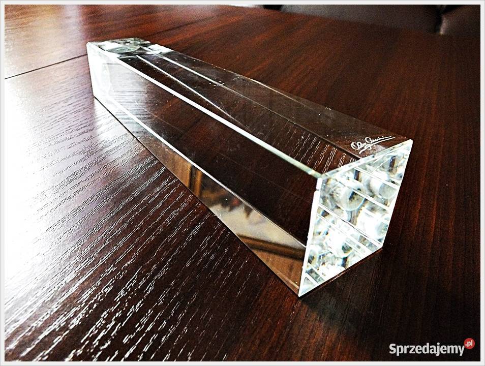 Świecznik Grube szkło pryzma sygnowany przezroczysty lubuskie Żary sprzedam
