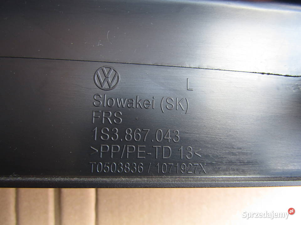 BOCZEK TYLNY VOLKSWAGEN UP 3DRZWI LEWY PRAWY Mysłaków sprzedam
