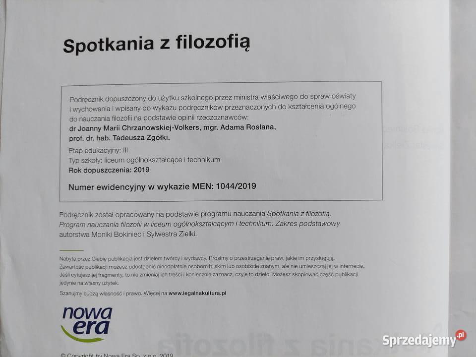 Spotkania z filozofią zakres podstawowy LO i Kraków
