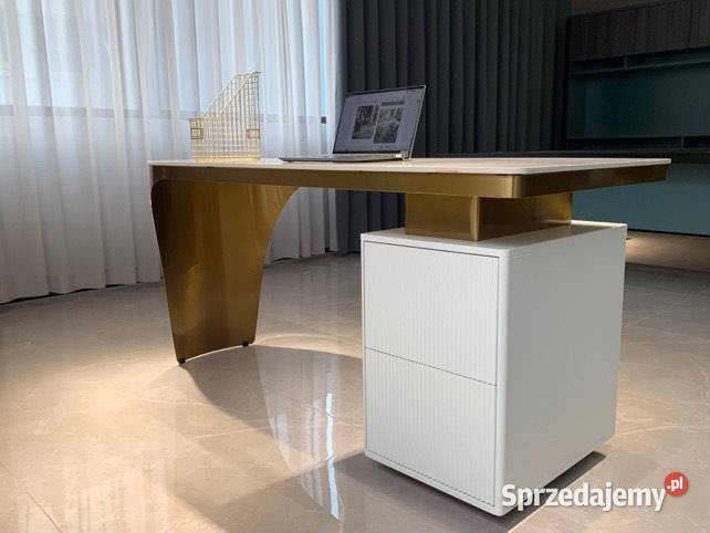 Kremowo złote biurko ze stali nierdzewnej Matrix