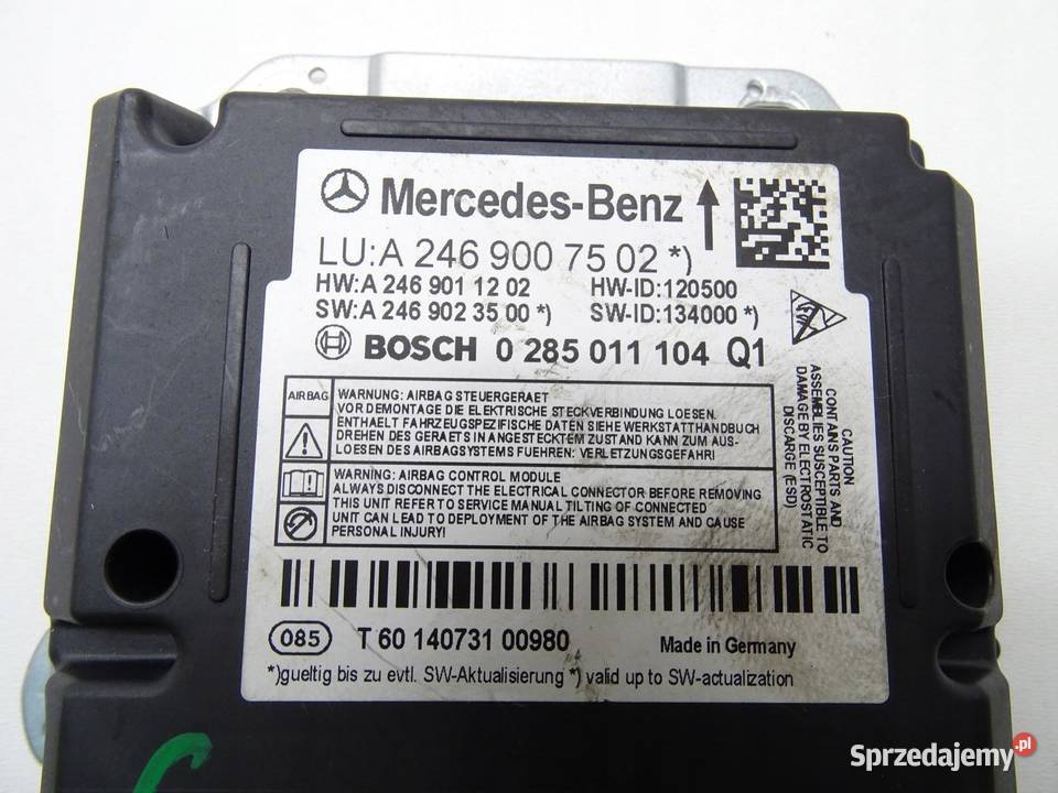MODUŁ STEROWNIK PODUSZEK AIRBAG A2469007502 Komputery