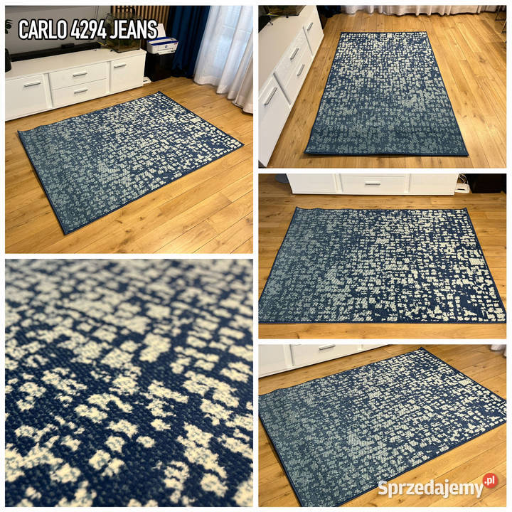 NOWOCZESNY DYWAN 120X170 CARLO 4294 JEANS GĘSTE niebieski Białystok