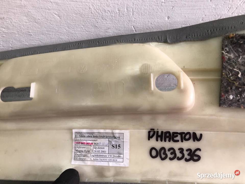 OSŁONA SŁUPKA LEWA 3D5867287H VW PHAETON osobowe