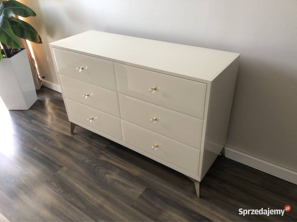 Komoda kremowa glamourlustrzana złota Kępno