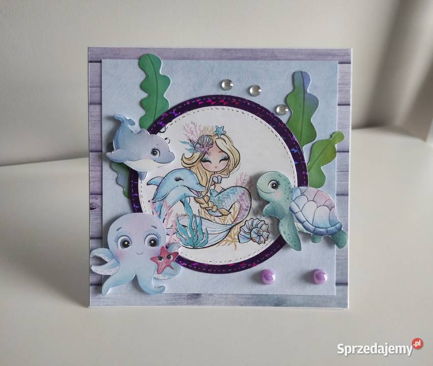 Kartka ręcznie robiona na urodziny z syrenką łódzkie Łódź sprzedam