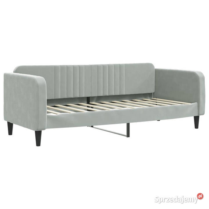 Sofa rozsuwana jasnoszara aksamit 80x200 223cm Łóżka