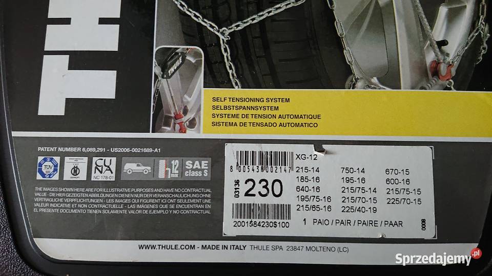 Łańcuchy na koła THULE XG12 ROZMIAR 230 pomorskie Władysławowo