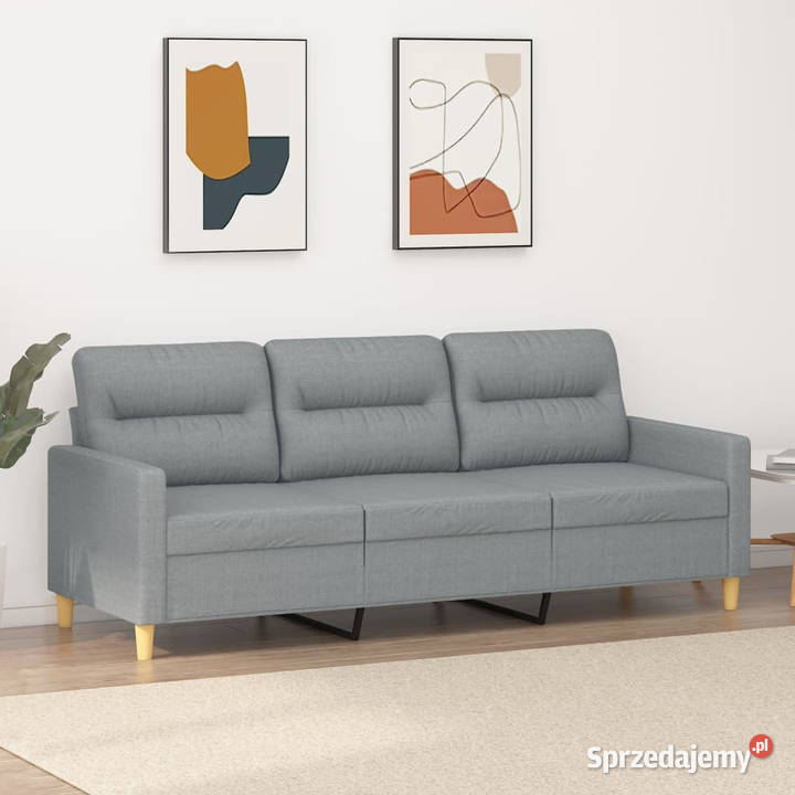 Sofa 3osobowa jasnoszara 180 tapicerowana Warszawa sprzedam