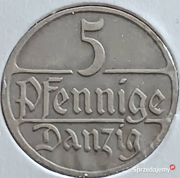 5 Fenigów Wolne Miasto Gdańsk 1928 r Rzadkość wielkopolskie Konin