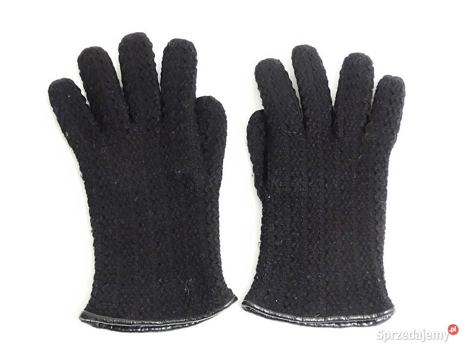 Rękawiczki zimowe damskie materiałowe czarne SM Biłgoraj