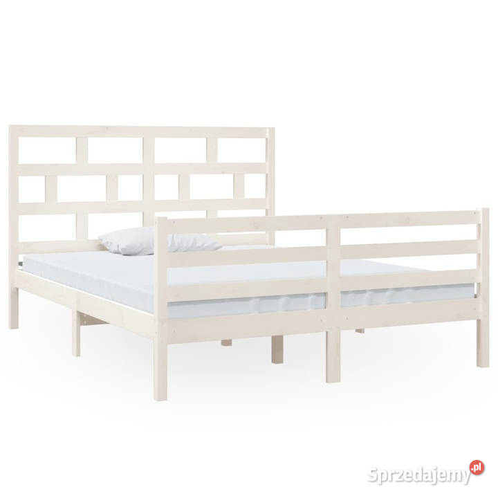 Rama łóżka biała lite drewno sosnowe 150x200