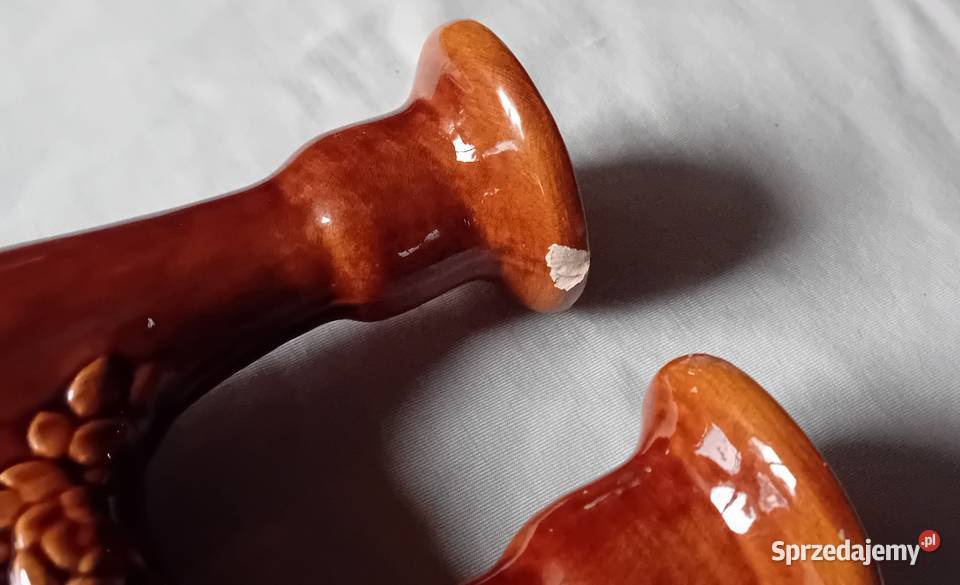 Ceramiczny szkliwiony świecznik na 2 świece