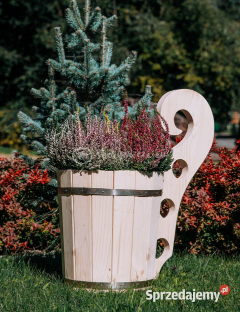Góralski czerpak Duża drewniana doniczka