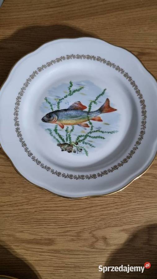 Talerze Płaskie Ryby Porcelana Francuska Wola Podłężna