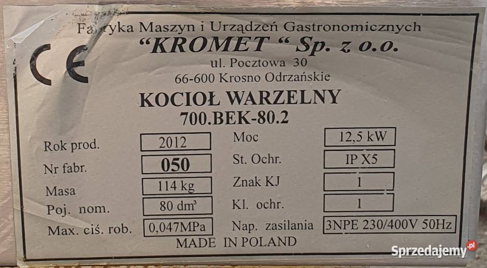 Kocioł warzelny elektryczny 87244 Warszawa
