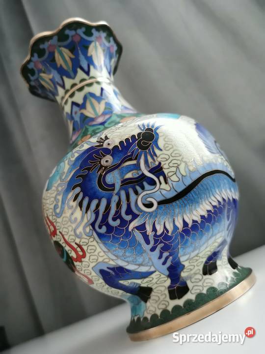 Chiński wazon cloisonn ze smokiem koniec XIX Rękodzieło podkarpackie Rzeszów sprzedam